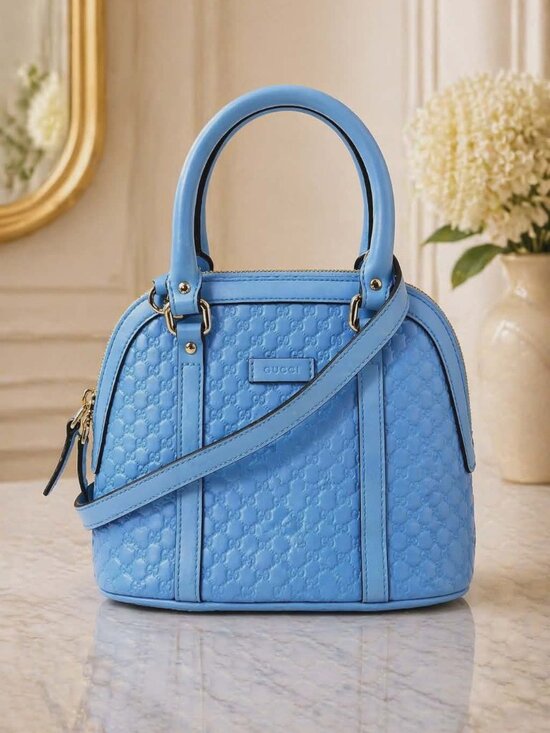 Gucci Handbags - Authentic Gucci Microguccissima Dome Satchel Blue Leather Crossbody | Luxury